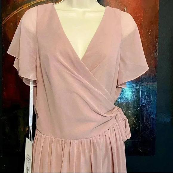 Revelry New Harper Chiffon Wrap Maxi Dress Pink Bridesmaid Wedding Plus Size - Picture 7 of 17